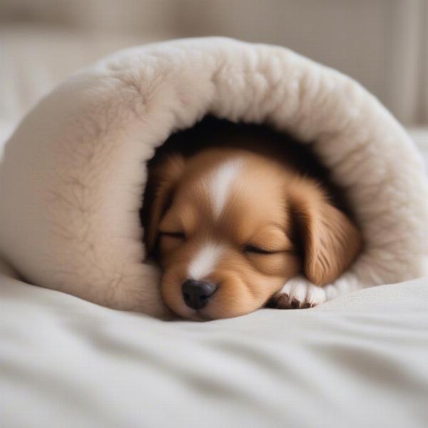 Puppy Sleeping in Dog Bed