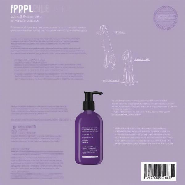 Purple shampoo bottle for dogs