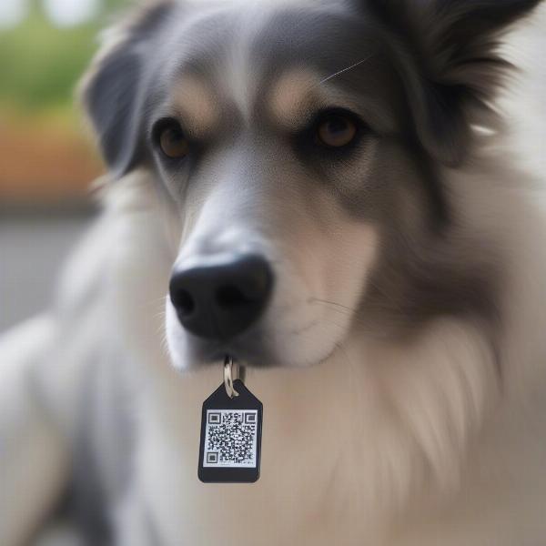 QR Code Dog Tag Attached to a Collar