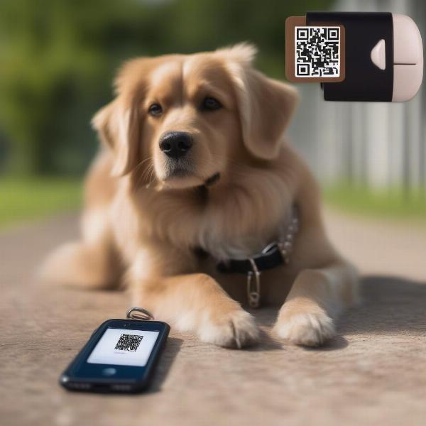 QR Code Pet Tag on a Dog Collar