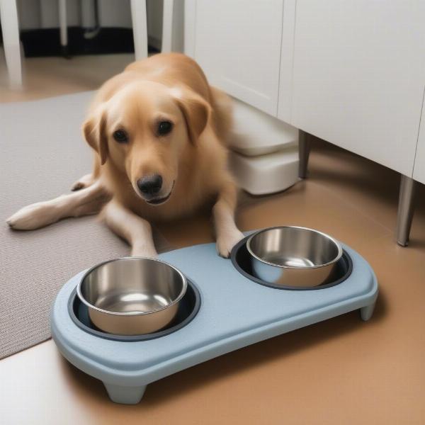 Raised Food and Water Bowls for Blind Dog