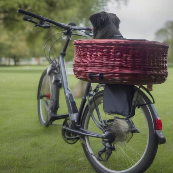 Rear Mounted Dog Basket on a Bicycle