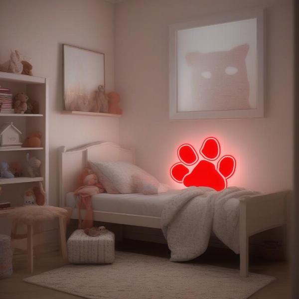 Red Dog Neon Light in Bedroom