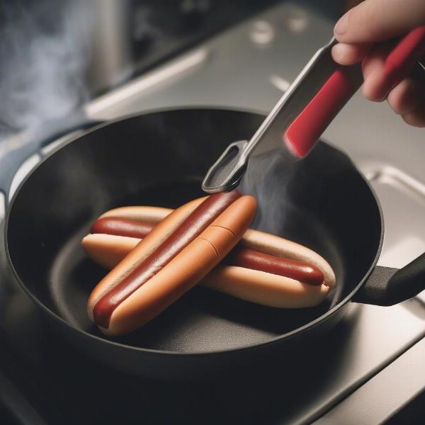 Reheating a plain hot dog for dogs