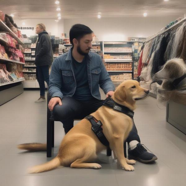 Responsible dog ownership in a store setting