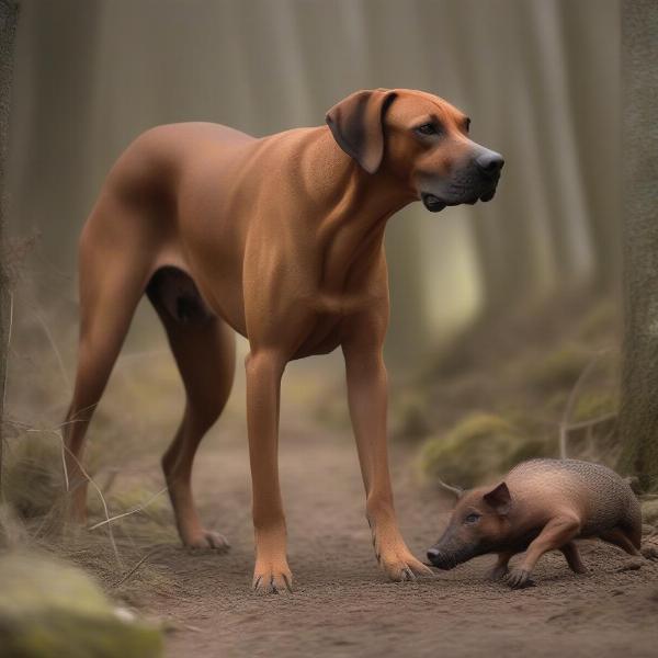 Rhodesian Ridgeback Hunting Wild Boar