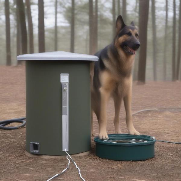 Safe outdoor setup for a heated dog waterer.