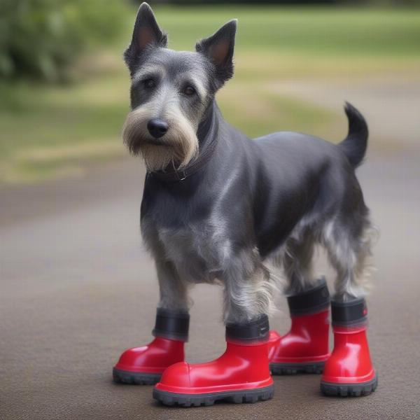 Scotty Dog Wearing Protective Boots