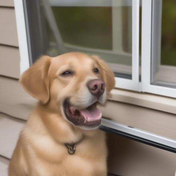 Dog door installation on a screened porch