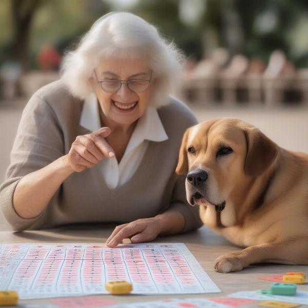 Senior Dog Playing Bingo