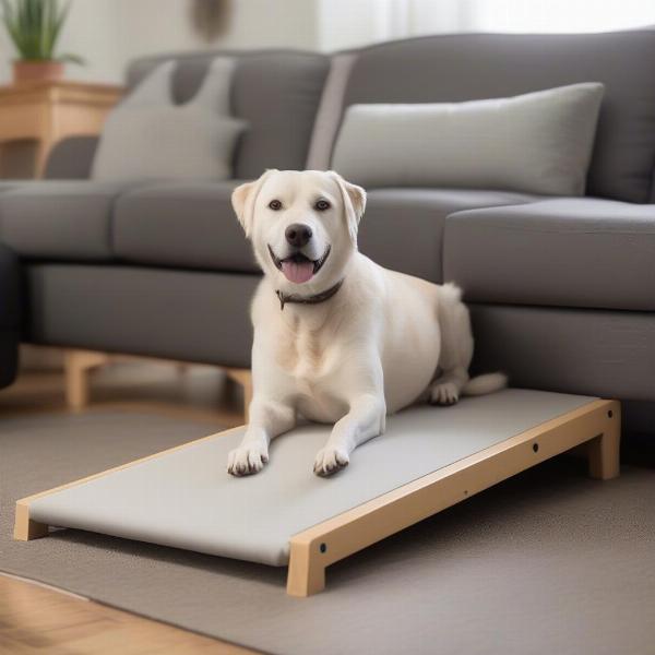 Senior dog using a ramp