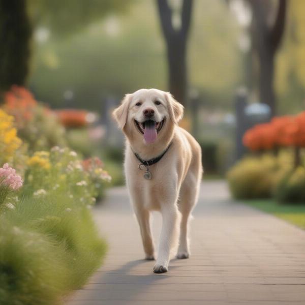 Senior Dog Walking Happily after Taking Glucosamine