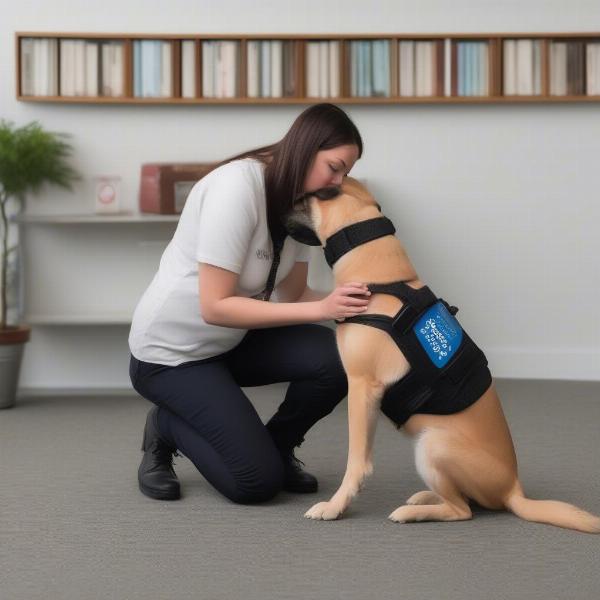 Service dog performing tasks for a person with disability