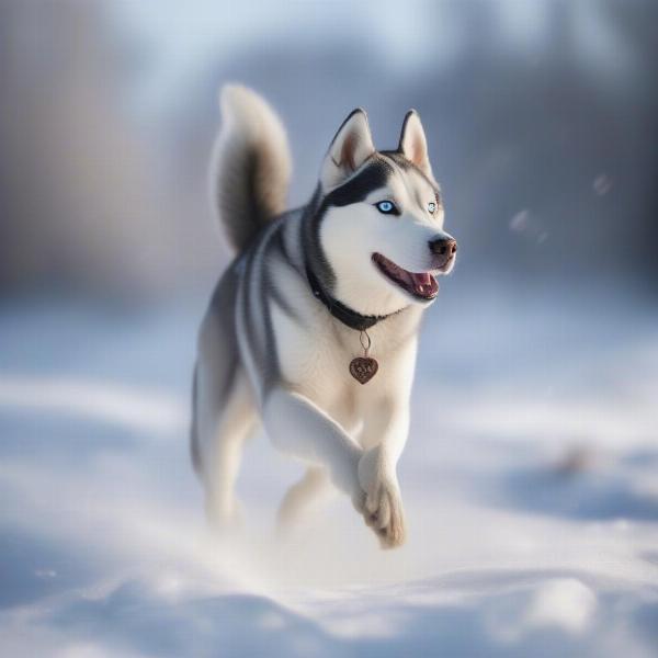 Siberian Husky Playing in the Snow