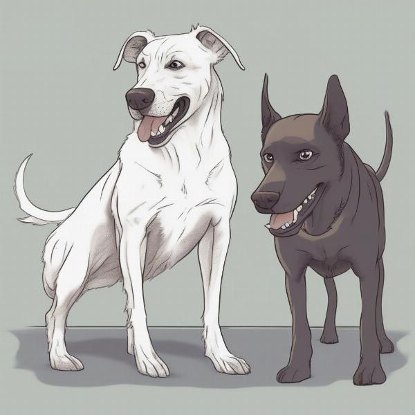 Dog sibling rivalry signs: stiff body posture, growling, resource guarding