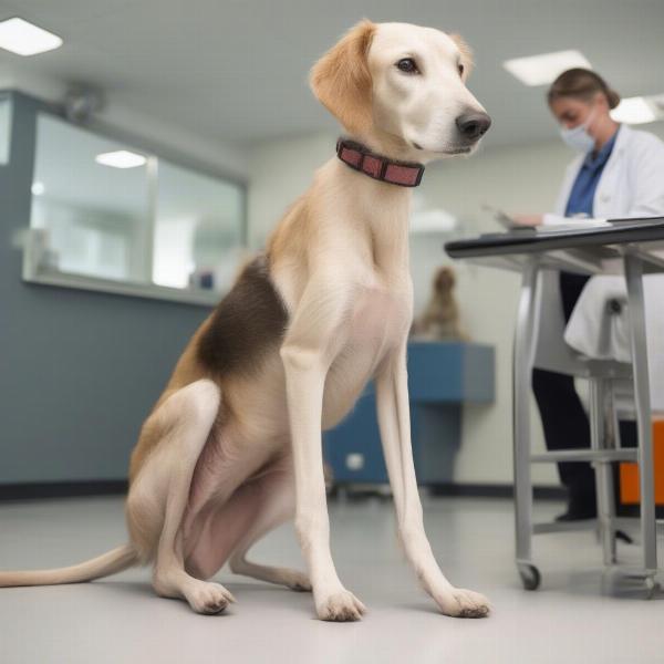 Skinny Tall Dog at Vet Checkup