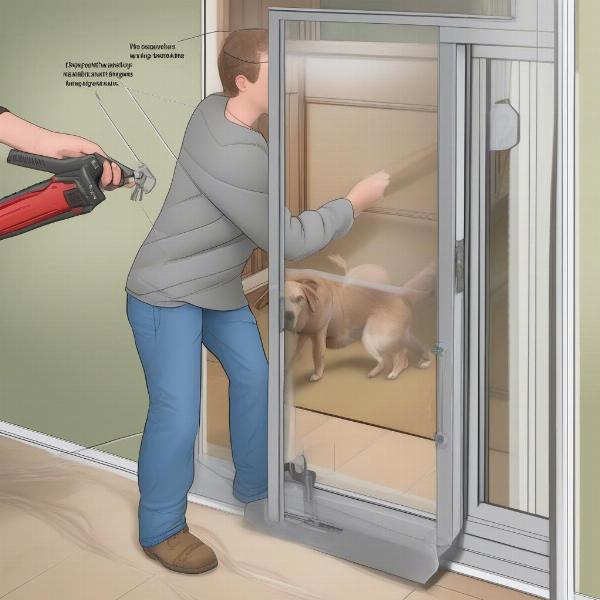 Installing a sliding door dog door