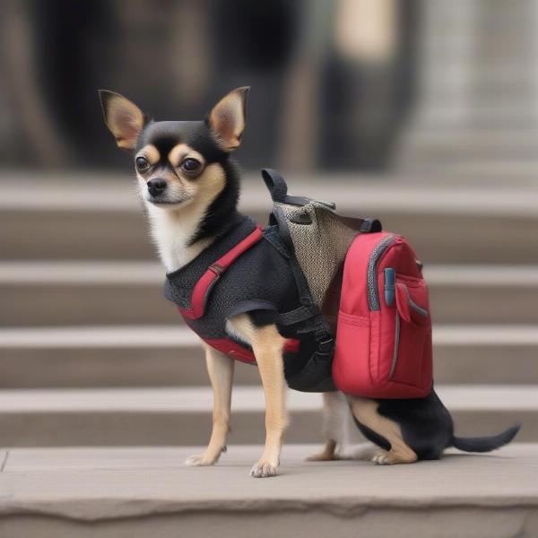 Small Dog Wearing Backpack Happily