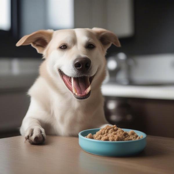 Soft food helps older dogs with dental issues eat more comfortably.