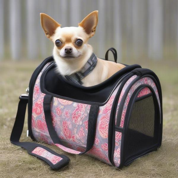 Soft-sided carrier for Chihuahua