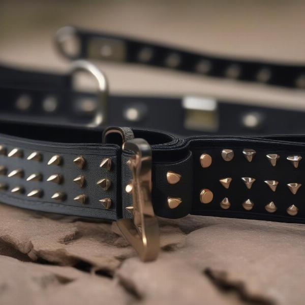 Close-up view of a spiked dog leash