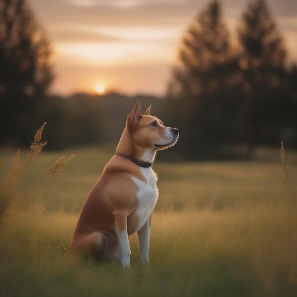 Spiritual dog gazing at nature