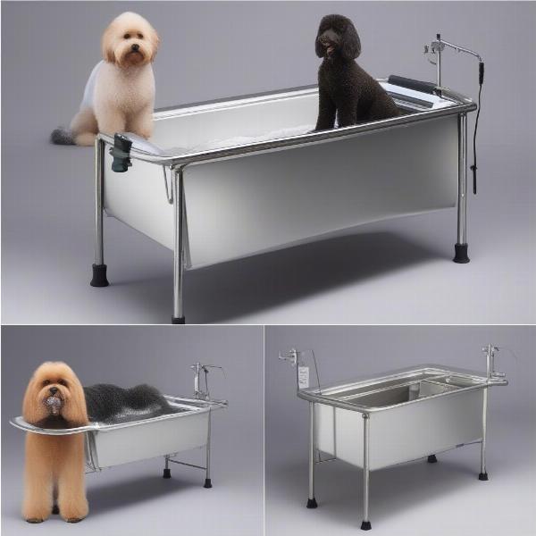 Stainless steel dog grooming baths in various sizes