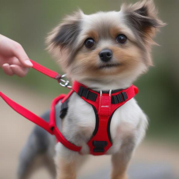 Dog wearing a step-in harness