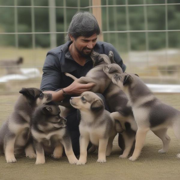 Tamaskan Dog Breeder with Puppies