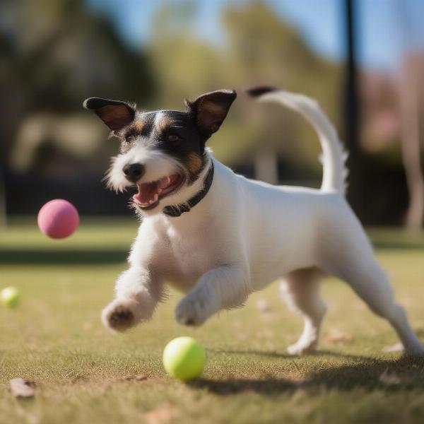 Tenterfield Terrier playing fetch in a park