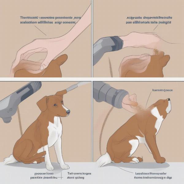 Thornit powder being applied to a dog's ear