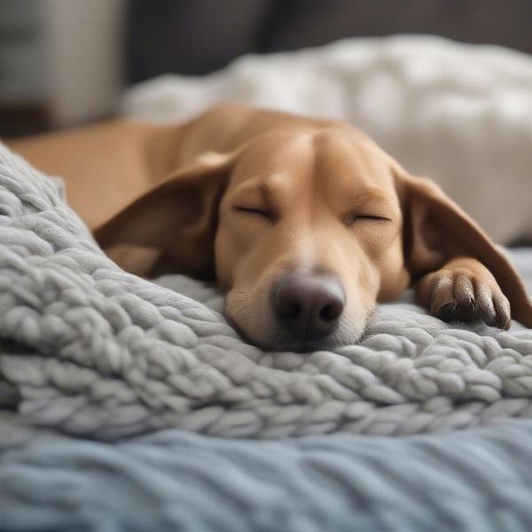 Three legged dog sleeping peacefully