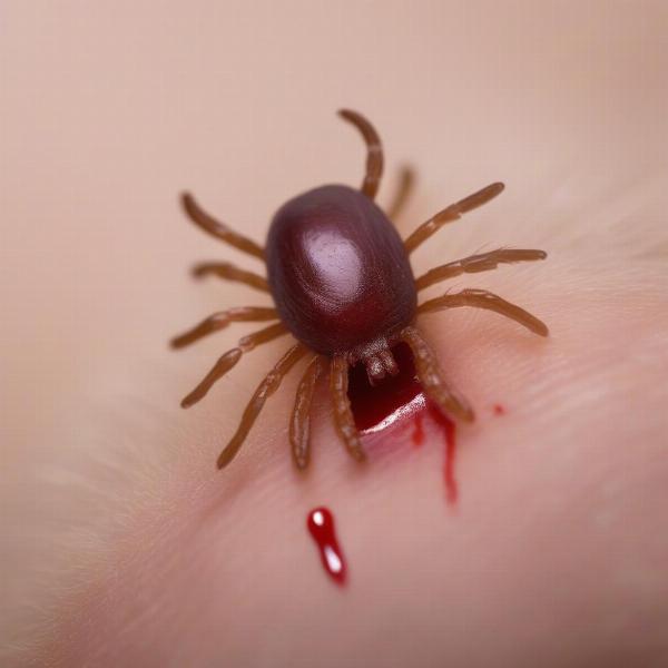 Close-up of a tick on a dog's skin