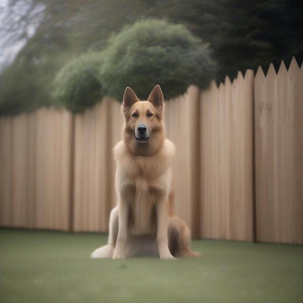 Tall and sturdy wooden fence for containing a large dog