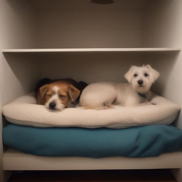 Two Dogs Sleeping Peacefully in Bunk Bed