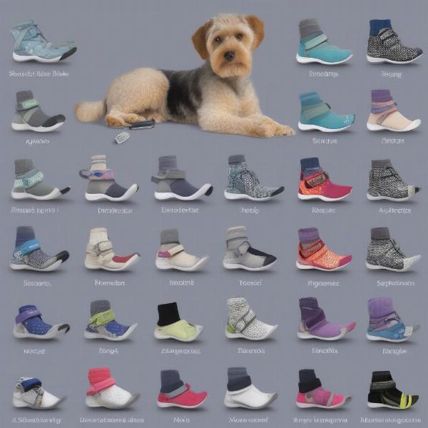 Different types of dog shoes for various purposes and weather conditions