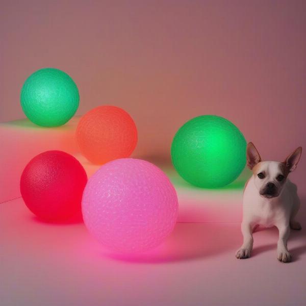 Different types of light-up balls for dogs