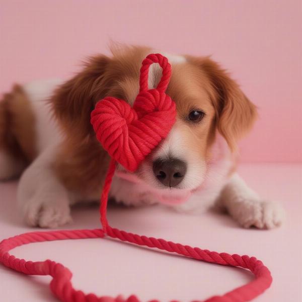 Rope heart-shaped dog toy for Valentine's Day