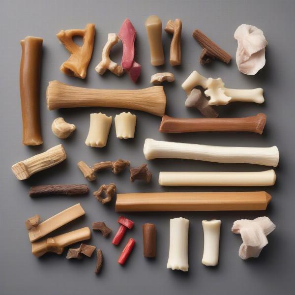 Assortment of different dog chews