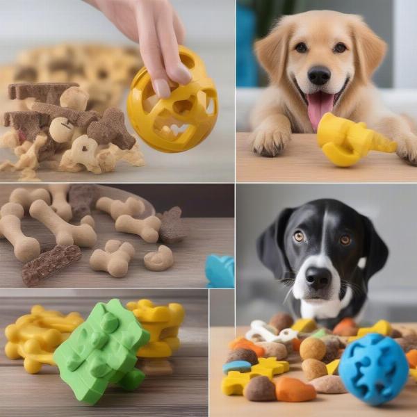 Dog treat puzzles ranging in difficulty