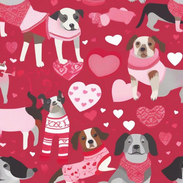 Different styles of Valentine dog sweaters