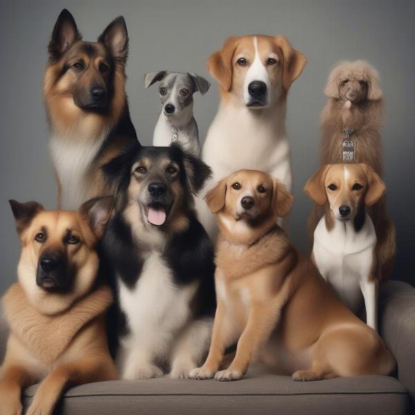 Various dog breeds together