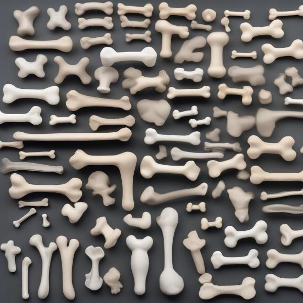 Different sizes of nylon dog bones for various dog breeds