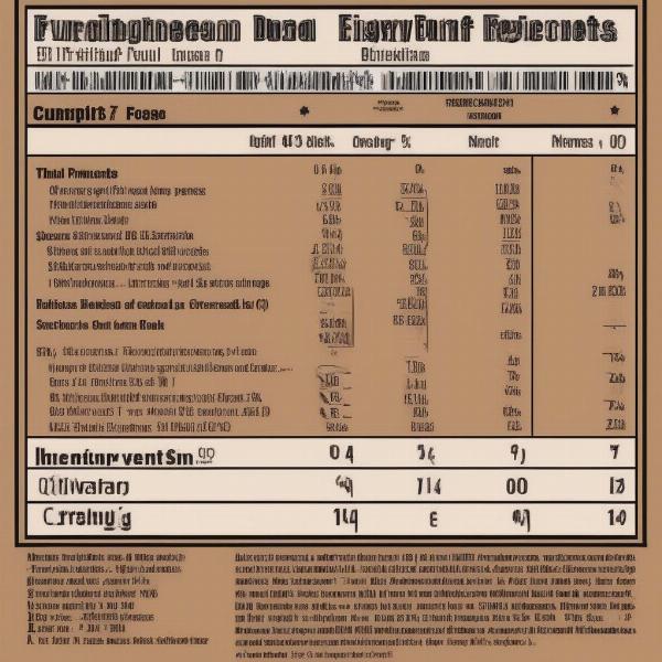 Ingredients label of a venison dog food bag