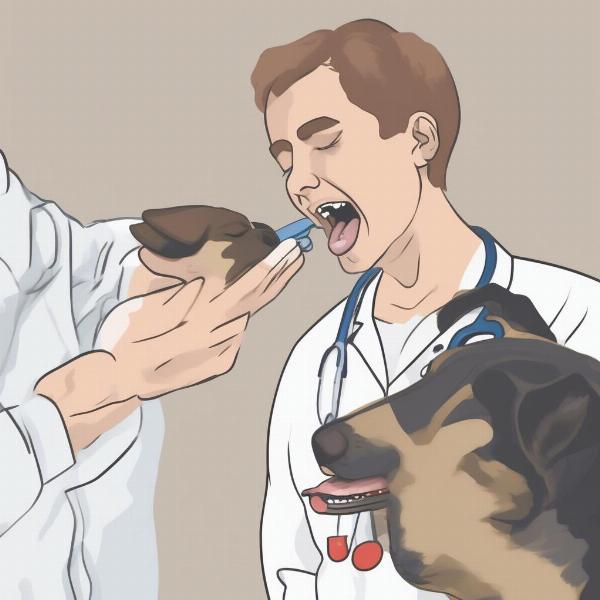 Veterinarian Administering Gabapentin to a Dog