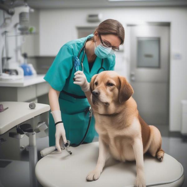 Veterinarian Examining a Dog