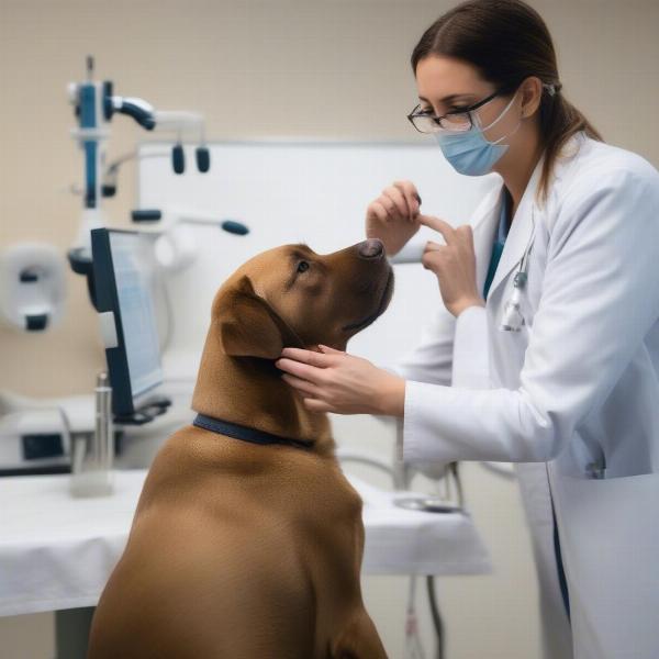 Veterinarian Examining a Dog