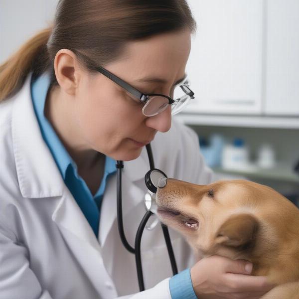 Veterinarian Examining a Dog