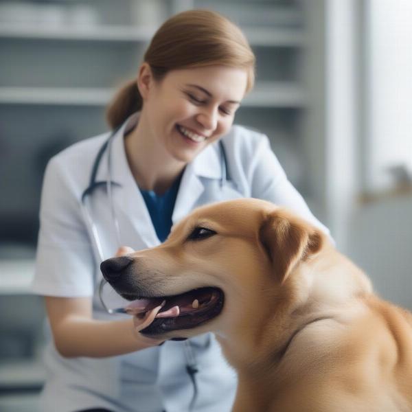 Veterinarian Examining a Dog