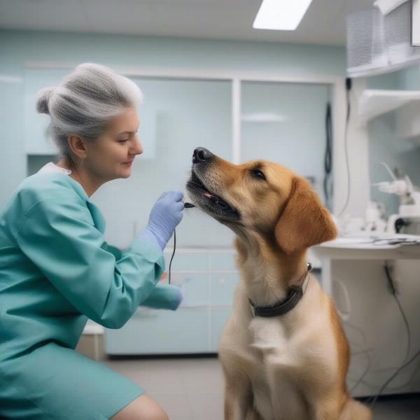 Veterinarian Examining a Dog